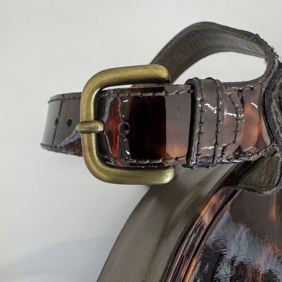 Stuart Weitzman Patent Leather Tortoise High Wedge Heel Sandals Women 10 M - Picture 7 of 16